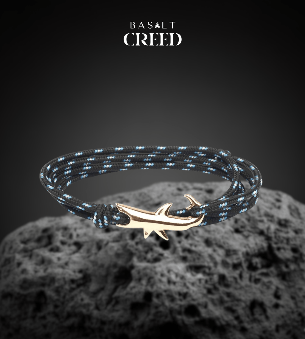 Bracelet Homme Requin Doré - Corde Nautique - Basalt Creed