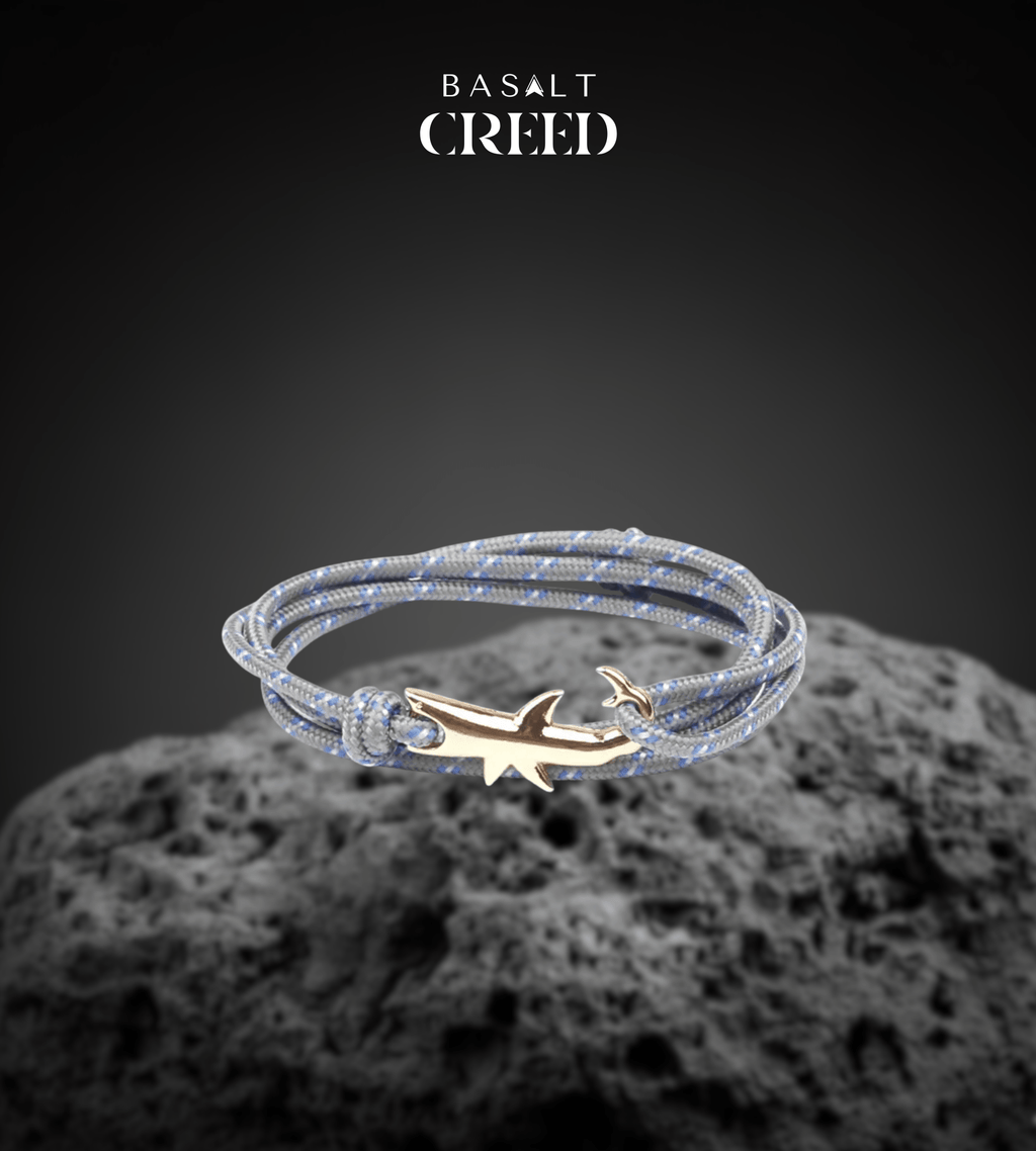 Bracelet Homme Requin Doré - Corde Nautique - Basalt Creed
