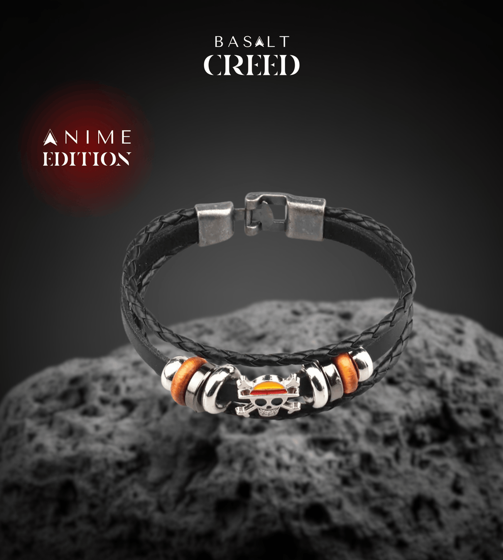 Bracelet One Piece - Tressé Noir Multi - brins Manga - Basalt Creed